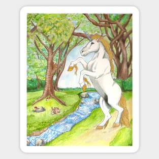Unicorn In The Forest Sticker